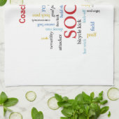 パーソナライズされたサッカーコーチ言葉で感謝 キッチンタオル (折り畳み)