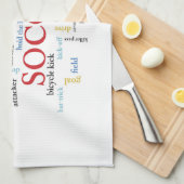 パーソナライズされたサッカーコーチ言葉で感謝 キッチンタオル (四つ折り)