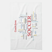 パーソナライズされたサッカーコーチ言葉で感謝 キッチンタオル (縦)