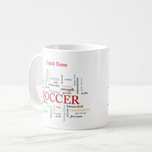 パーソナライズされたサッカーコーチ言葉で感謝 コーヒーマグカップ