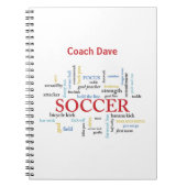 パーソナライズされたサッカーコーチ言葉で感謝 ノートブック (正面)