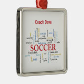 パーソナライズされたサッカーコーチ言葉で感謝 メタルオーナメント (右)