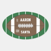 パーソナライズされたサッカーサンタクリスマスギフトタグ 楕円形シール (正面)