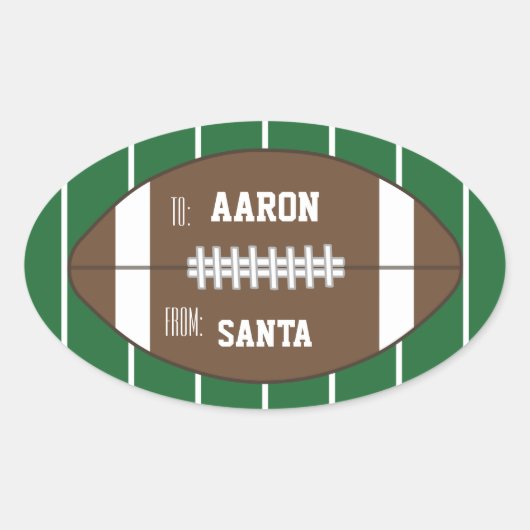 パーソナライズされたサッカーサンタクリスマスギフトタグ 楕円形シール (正面)