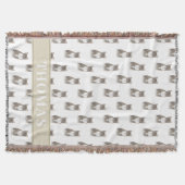 パーソナライズされたサバトラ猫(グレー) タン&ホワイト スローブランケット (正面)