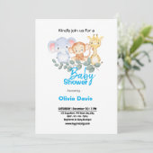 パーソナライズされたサファリベイビーシャワー招待状 招待状 (スタンド正面)