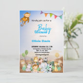 パーソナライズされたサファリベイビーシャワー招待状 招待状 (スタンド正面)