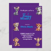 パーソナライズされたサファリベイビーシャワー招待状 招待状 (正面/裏面)