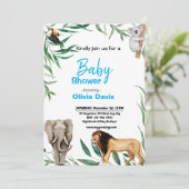 パーソナライズされたサファリベイビーシャワー招待状 招待状 (スタンド正面)