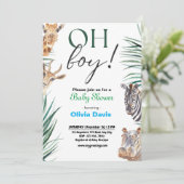 パーソナライズされたサファリベイビーシャワー招待状 招待状 (スタンド正面)