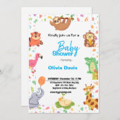 パーソナライズされたサファリベイビーシャワー招待状 招待状 (正面/裏面)