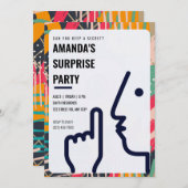 パーソナライズされたサプライズパーティーの計画！「秘密を守れる？」 招待状 (正面/裏面)