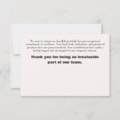 パーソナライズされたサンキューカード: Excellence Recognized サンキューカード (裏面)