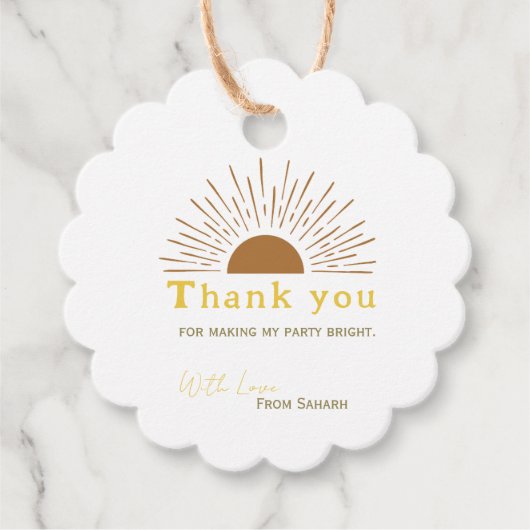 パーソナライズされたサンキューベイビーシャワーレトロサン フェイバータグ (正面)