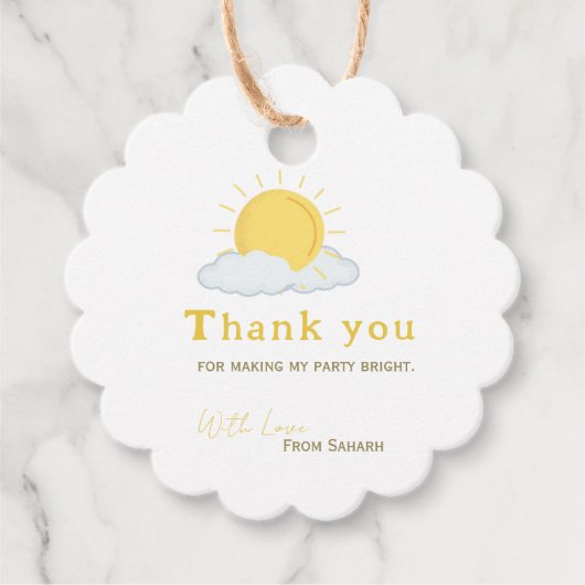 パーソナライズされたサンキューベイビーシャワーレトロサン フェイバータグ (正面)