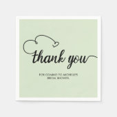 パーソナライズされたサンキュー名前をカスタムするブライダルシャワーG スタンダードカクテルナプキン (正面)