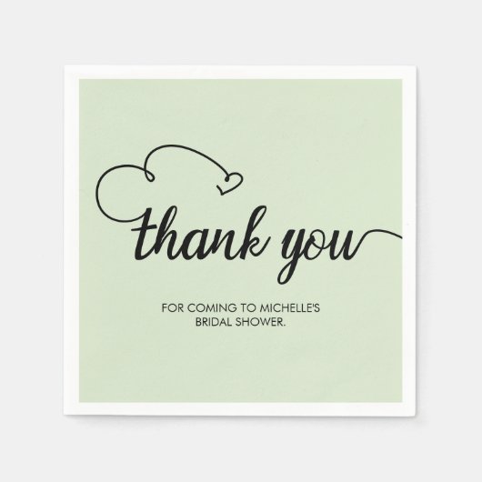 パーソナライズされたサンキュー名前をカスタムするブライダルシャワーG スタンダードカクテルナプキン (正面)