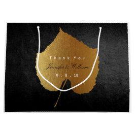 パーソナライズされたサンキュー秋金ゴールド離れブラック ラージペーパーバッグ