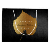 パーソナライズされたサンキュー秋金ゴールド離れブラック ラージペーパーバッグ (裏面)