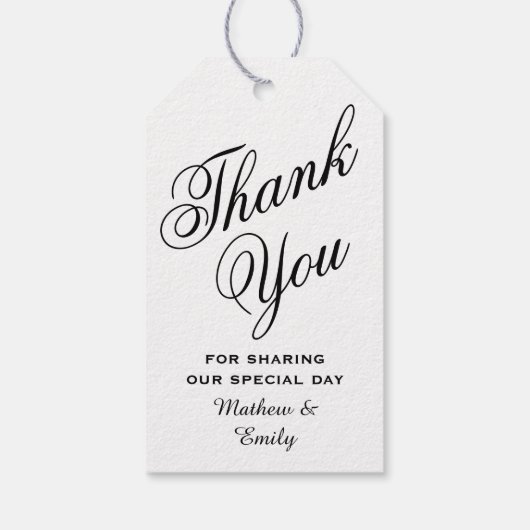 パーソナライズされたサンキュー結婚式の引き出物 ギフトタグ (裏面)