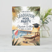 パーソナライズされたサングラスラウンジ椅子卒業プール 招待状 (スタンド正面)