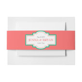 パーソナライズされたサンゴとグ結婚リーン 招待状ベリーバンド (正面例)