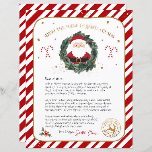 パーソナライズされたサンタからの手紙 (正面/裏面)