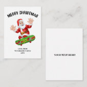 パーソナライズされたサンタクリスマスカード、かっこいいスケートボード ノートカード (正面/裏面)