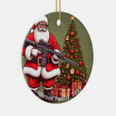 パーソナライズされたサンタクロースとAR-15クリスマス セラミックオーナメント (右)