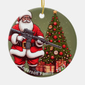 パーソナライズされたサンタクロースとAR-15クリスマス セラミックオーナメント (正面)