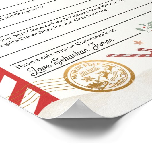 パーソナライズされたサンタクロースへの北極の公式書簡 ポスター (角)