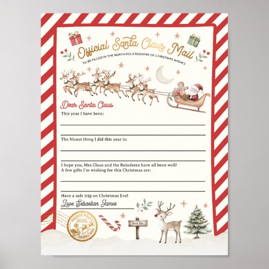 パーソナライズされたサンタクロースへの北極の公式書簡 ポスター (正面)