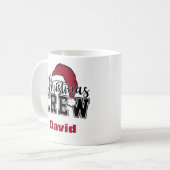 パーソナライズされたサンタハットでクリスマスのクルーのマグカップ コーヒーマグカップ (正面左)