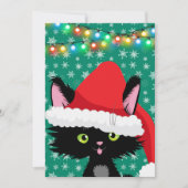 パーソナライズされたサンタハットのクリスマスキャット カード (正面)
