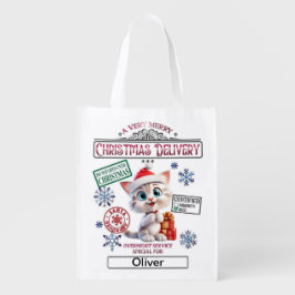 パーソナライズされたサンタ袋 – クリスマスの子猫 エコバッグ
