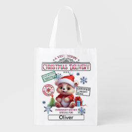 パーソナライズされたサンタ袋 – クリスマスベア エコバッグ