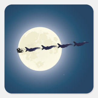 パーソナライズされたサンタF-16ジェット軍隊クリスマス スクエアシール