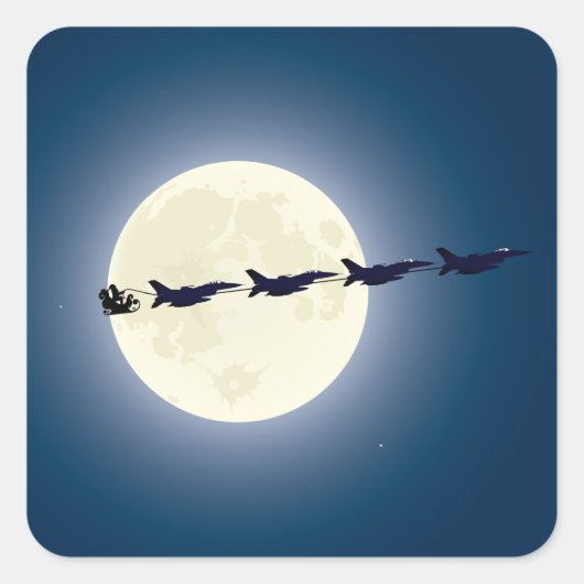 パーソナライズされたサンタF-16ジェット軍隊クリスマス スクエアシール (正面)