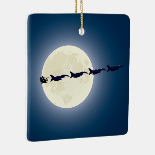 パーソナライズされたサンタF-16ジェット軍隊クリスマス セラミックオーナメント (右)