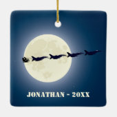 パーソナライズされたサンタF-16ジェット軍隊クリスマス セラミックオーナメント (裏面)