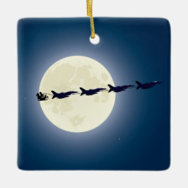 パーソナライズされたサンタF-16ジェット軍隊クリスマス セラミックオーナメント