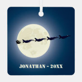 パーソナライズされたサンタF-16ジェット軍隊クリスマス メタルオーナメント (裏面)