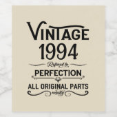 パーソナライズされたサード・サーティ ヴィンテージ 30歳の誕生日パーティー ワインラベル (シングルラベル)