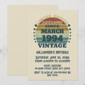 パーソナライズされたサード 30 ヴィンテージ 30歳の誕生日パーティー 招待状 (正面/裏面)