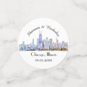 パーソナライズされたシカゴのスカイラインのウェディング コンフェッティ (スモール正面)
