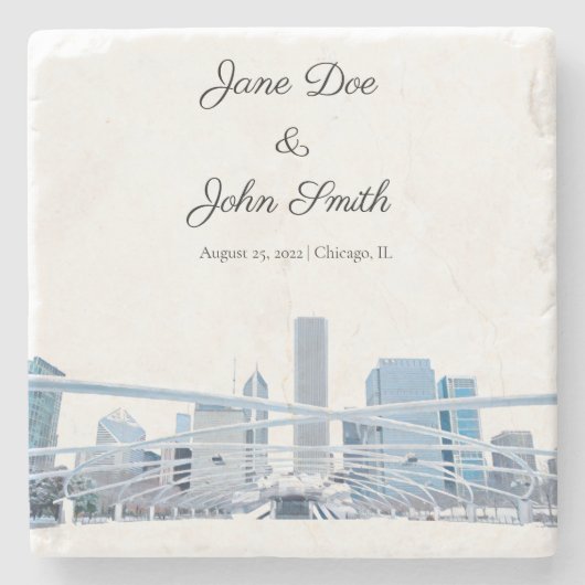 パーソナライズされたシカゴストーンコースター ストーンコースター (正面)