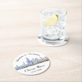 パーソナライズされたシカゴ結婚スカイライン ラウンドペーパーコースター (インサイチュ)