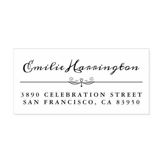 パーソナライズされたシックな手書名リターンアドレ ラバースタンプ (インプリント)