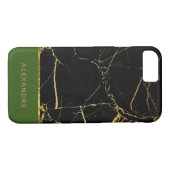 パーソナライズされたシックモダンブラック大理石金ゴールドグリーン Case-Mate iPhoneケース (裏面(横))