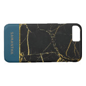 パーソナライズされたシックモダンブラック大理石金ゴールドティール(緑がかった色) Case-Mate iPhoneケース (裏面(横))